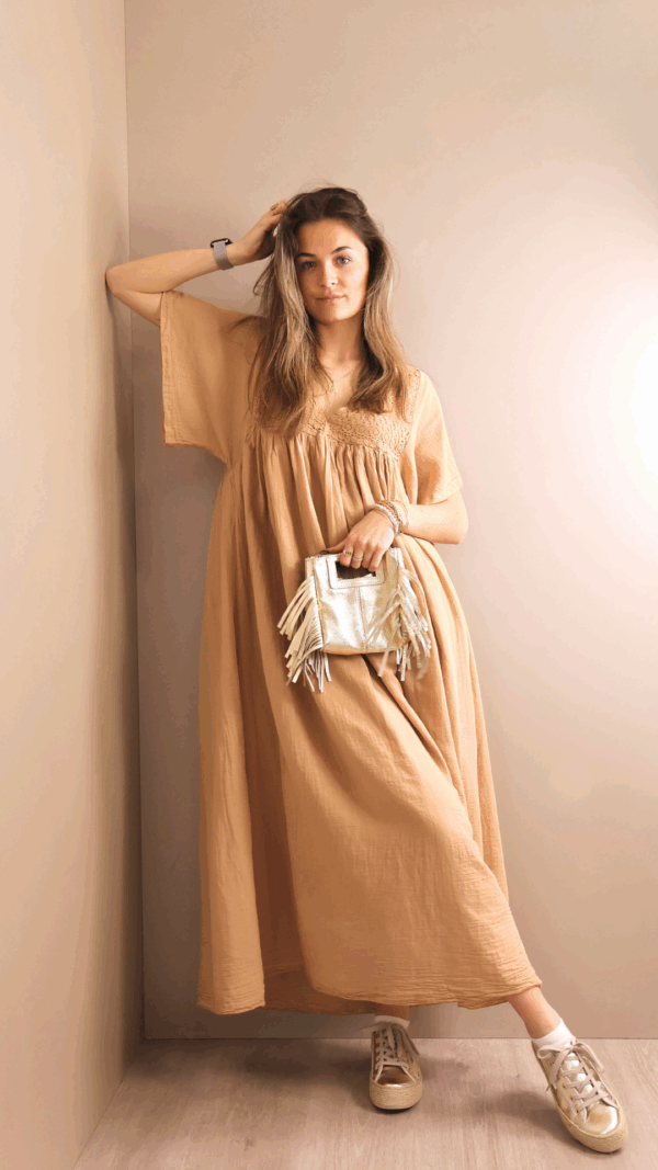 Robe MANCHE COURTE CAMEL – Image 3