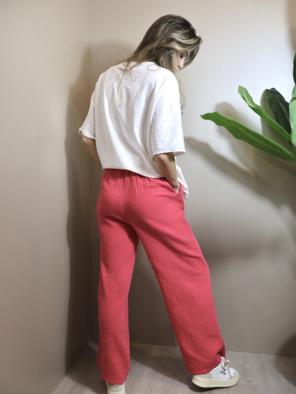 PANTALON GAZ DE COTON FRAMBOISE – Image 2