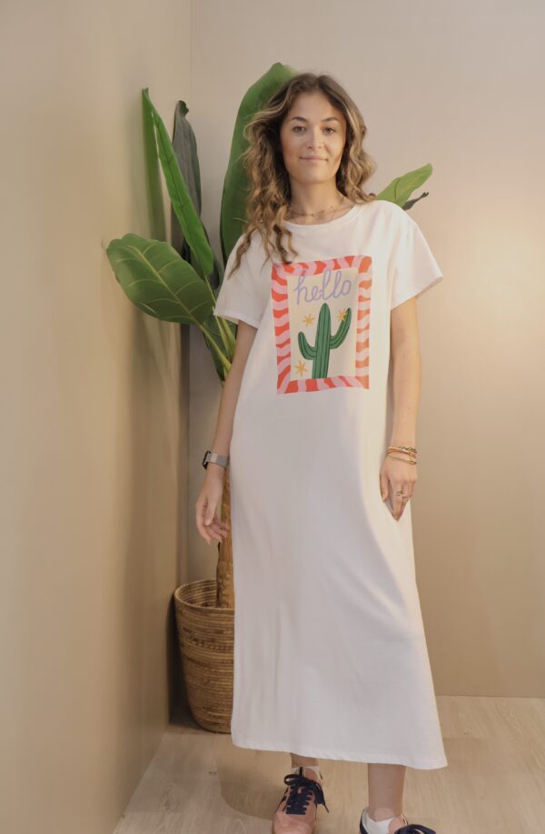 ROBE LONGUE CACTUS WHITE