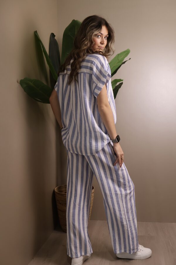 PANTALON RAYÉ COTON BLUE – Image 3