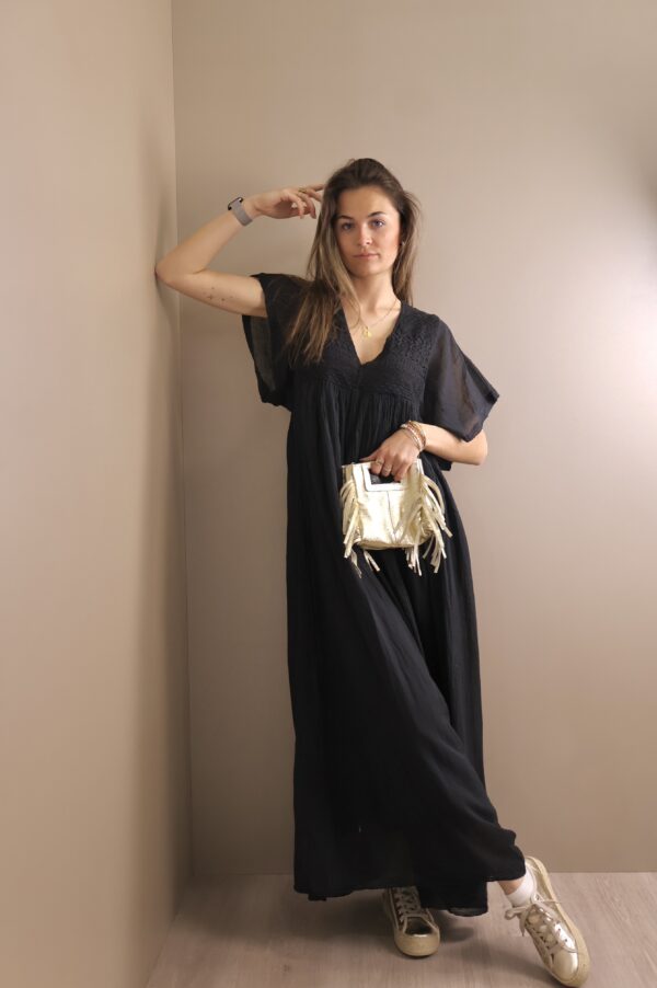 ROBE LONGUE MANCHE COURTE BLACK