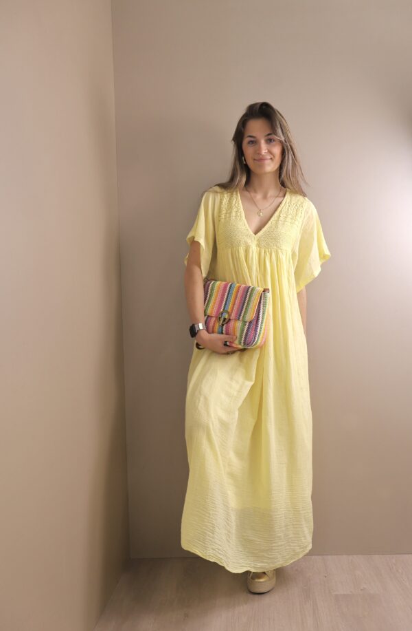 ROBE LONGUE MANCHE COURTE YELLOW – Image 4