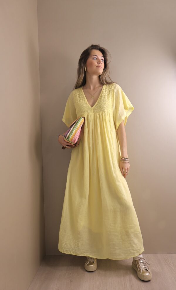 ROBE LONGUE MANCHE COURTE YELLOW