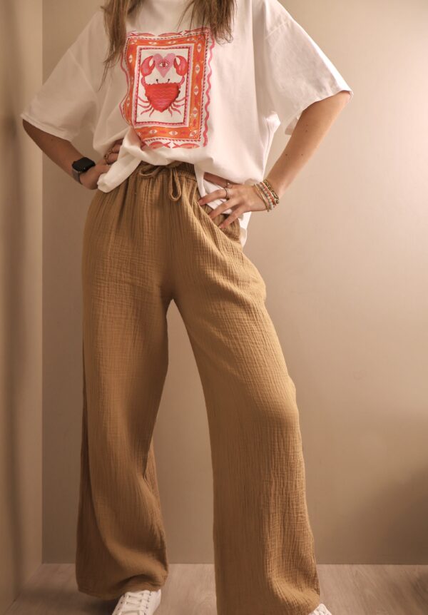 PANTALON GAZ DE COTON CAMEL