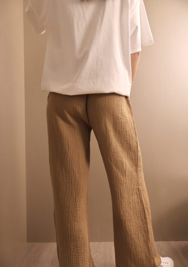 PANTALON GAZ DE COTON CAMEL – Image 4