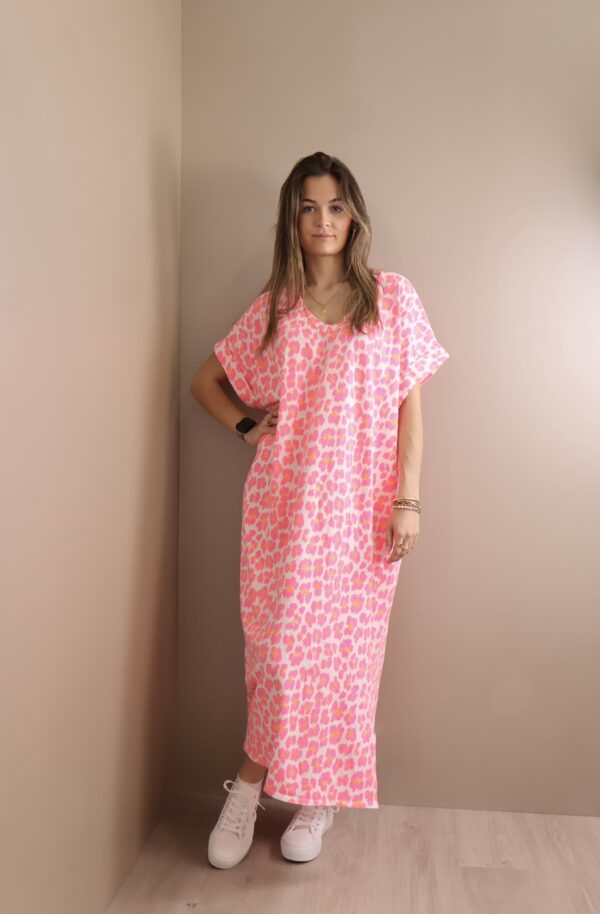 ROBE LONGUE MANCHE COURTE FLUO