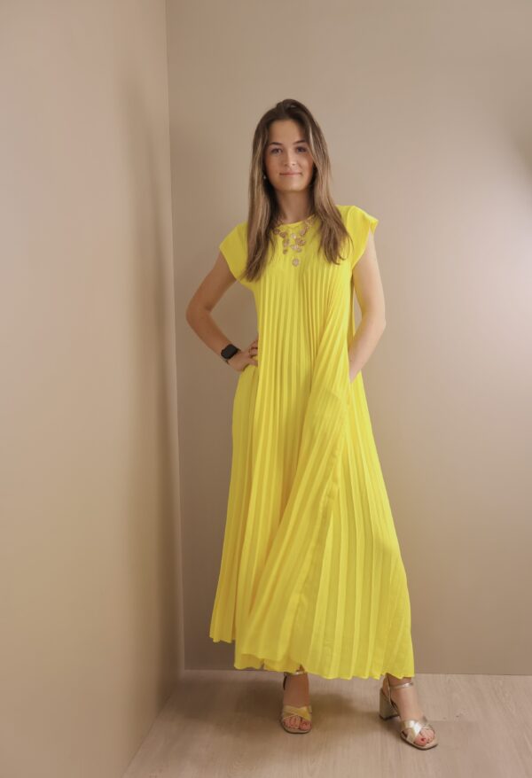 ROBE LONGUE PLISSEE YELLOW