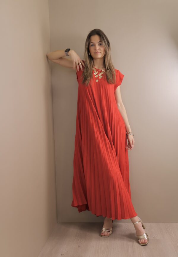 ROBE LONGUE PLISEE RED