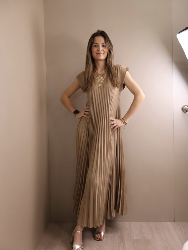 ROBE LONGUE PLISEE CAMEL