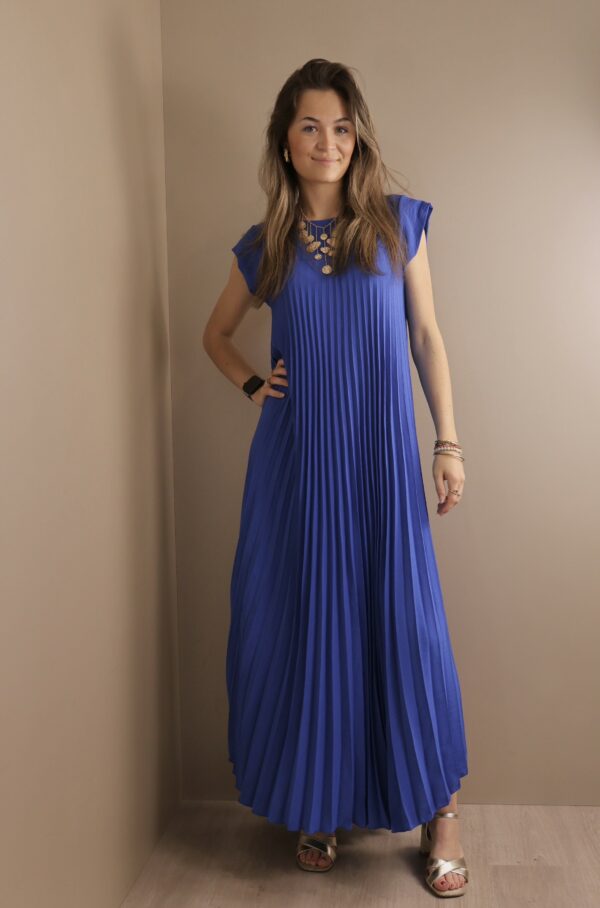 ROBE LONGUE PLISEE BLEU ELEC