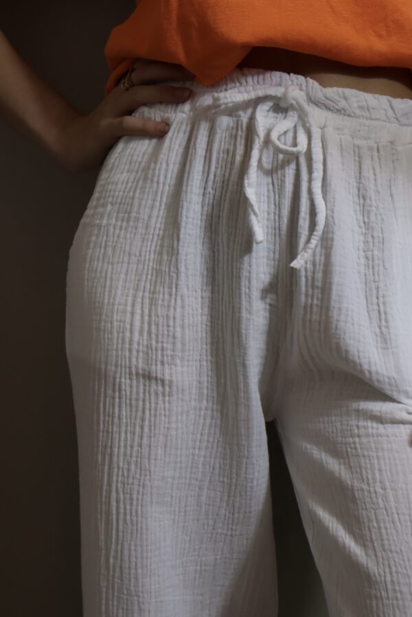 PANTALON GAZ DE COTON WHITE – Image 3