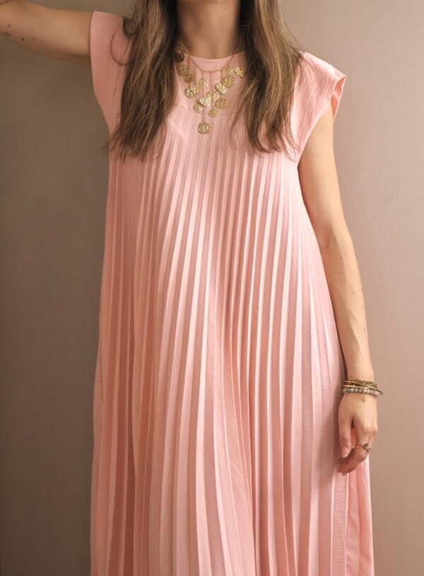 ROBE LONGUE PLISEE ROSE POUDRE – Image 4