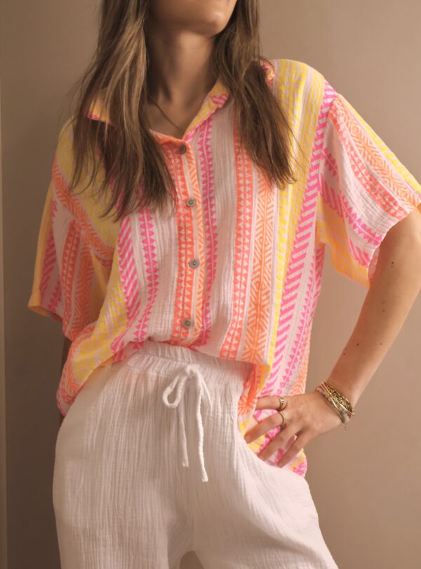 CHEMISE MC IMRPIME COTON FLUO