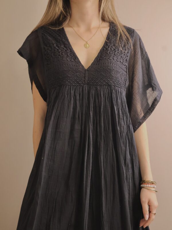 ROBE LONGUE MANCHE COURTE BLACK – Image 4