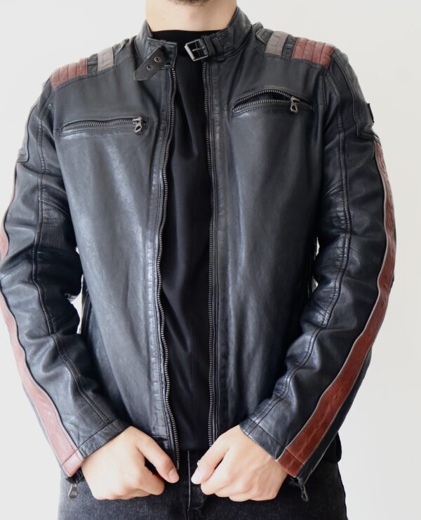 BLOUSON CUIR NAVY