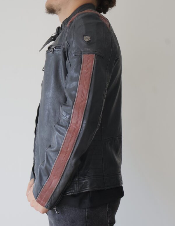 BLOUSON CUIR NAVY – Image 2