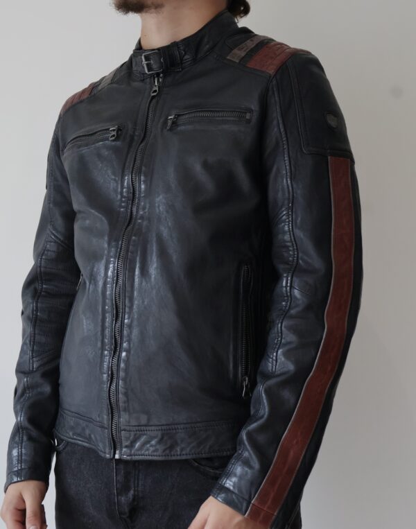 BLOUSON CUIR NAVY – Image 3
