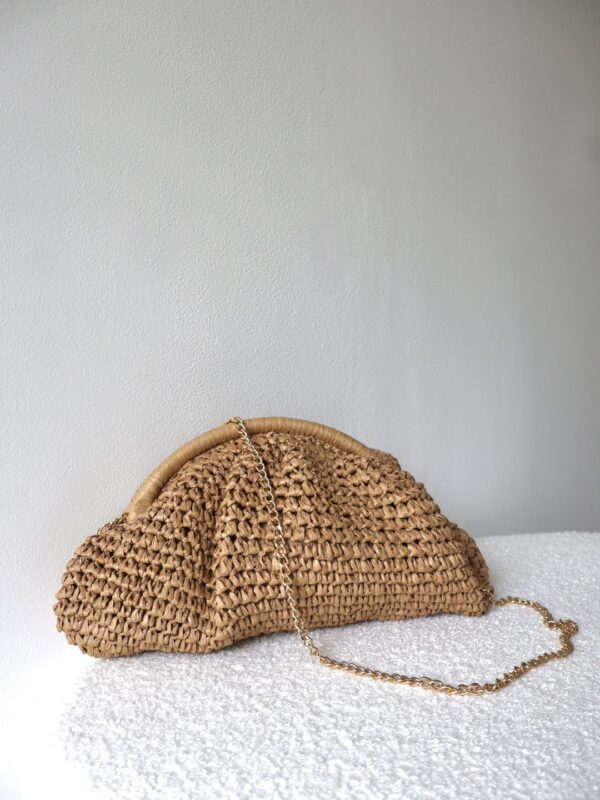 Pochette raphia camel