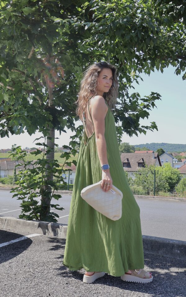 ROBE LONGUE DOS PERLES GREEN – Image 2