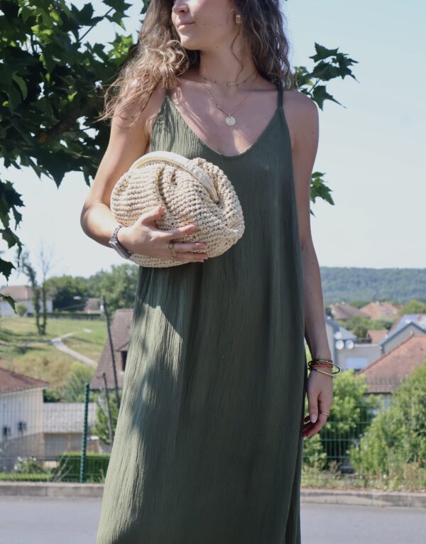 ROBE LONGUE DOS PERLES KAKI – Image 4