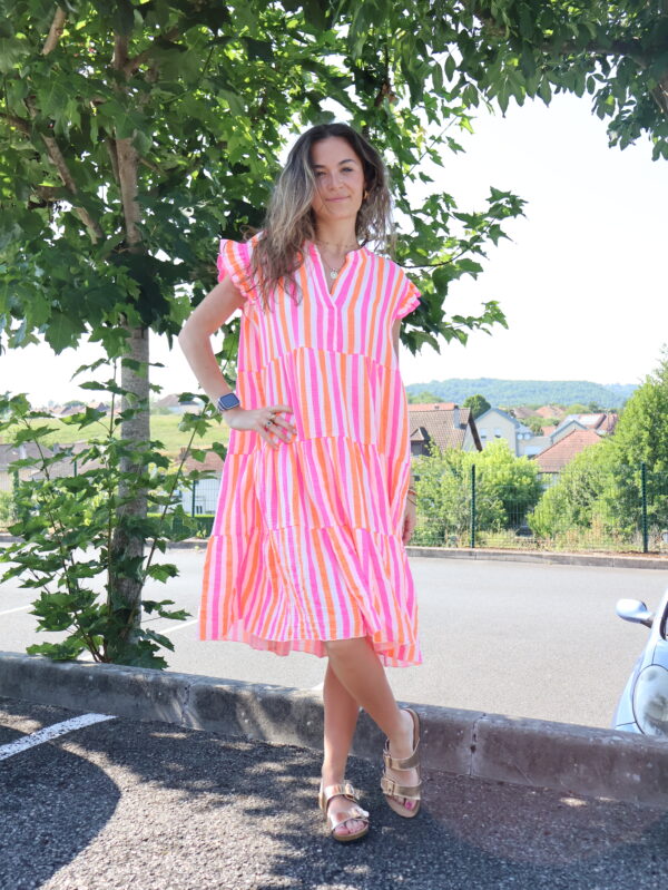 Robe courte rayée fluo – Image 4