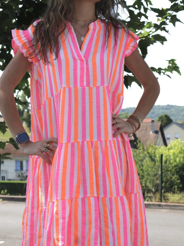 Robe courte rayée fluo – Image 5