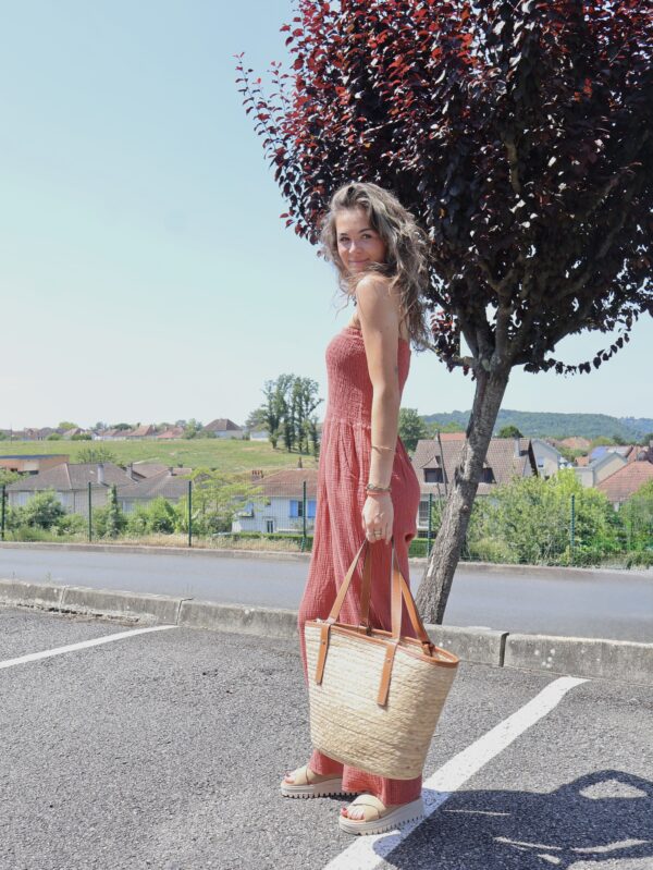 Combi bustier gaze de coton terracota – Image 2
