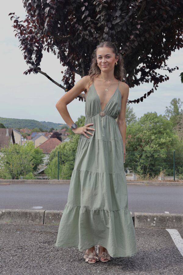 Robe longue SOLEIL - Kaki – Image 2