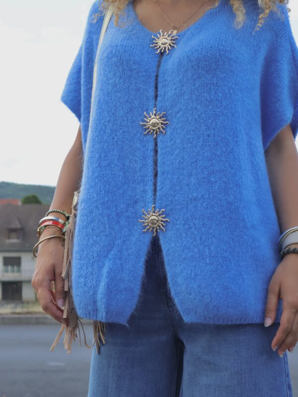 Gilet BROCHES SOLEIL - Bleu Azur