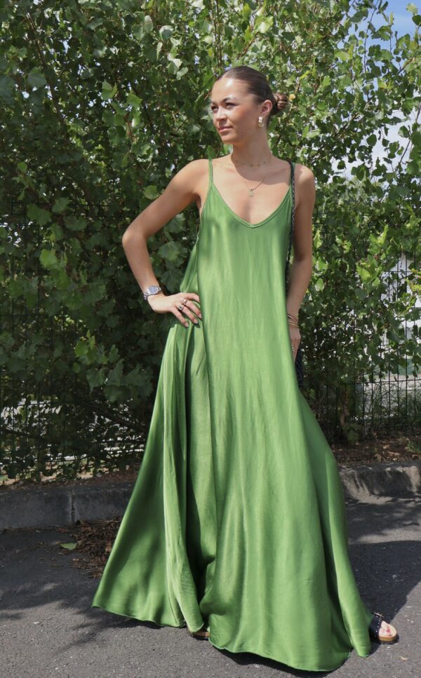 Robe longue SATIN - Vert