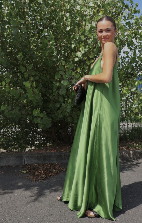 Robe longue SATIN - Vert – Image 4