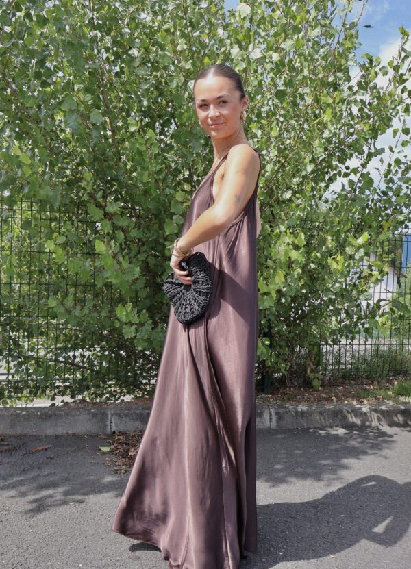 Robe longue Satin - Choco – Image 4