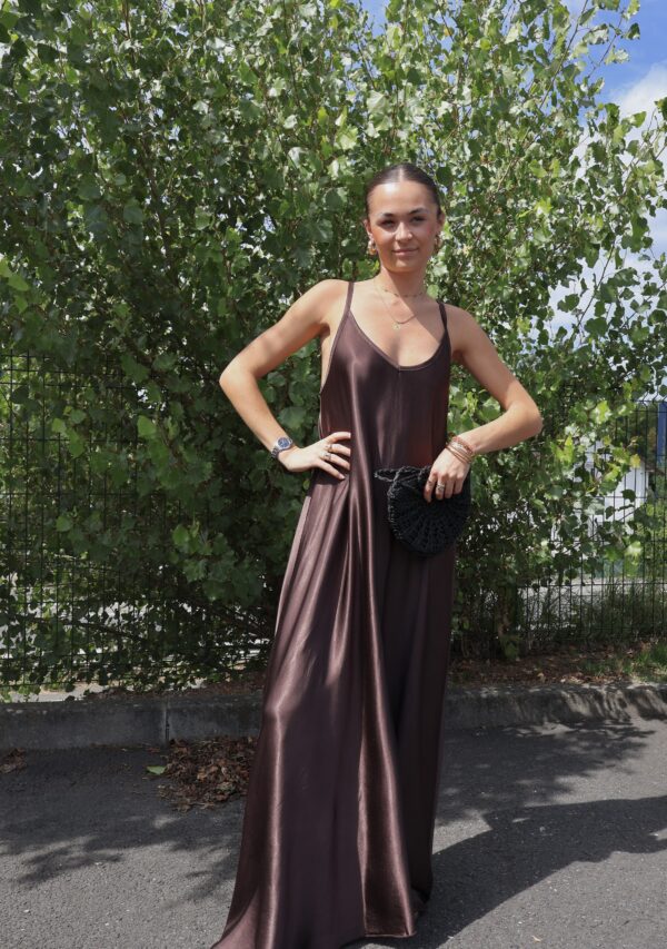 Robe longue Satin - Choco – Image 3