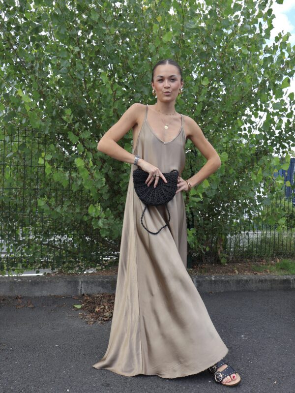 Robe longue SATIN - Camel
