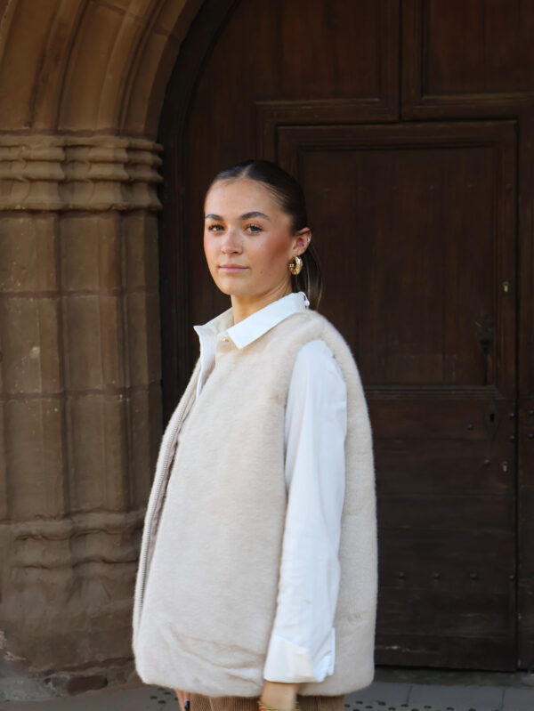 Gilet fourrure synthétique - Ecru – Image 2